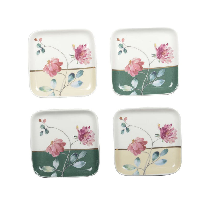 Bloemen vierkante bekers - set van 4
