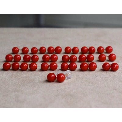 Tijdloze rode koraalbal oorbuien-18k goud