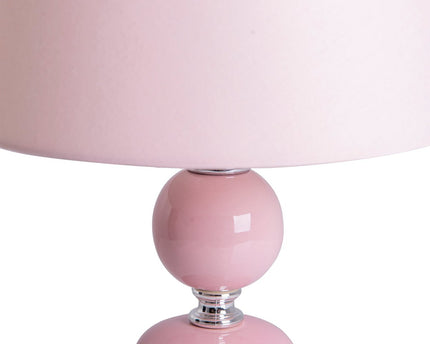 Keramische tafellamp "araga" 36 cm hoog, tafellamp gemaakt van metaal, keramiek, met tekstbladen, roze, met E14 -aansluiting, verlichting voor eetkamer, woonkamer, gang of kantoor,