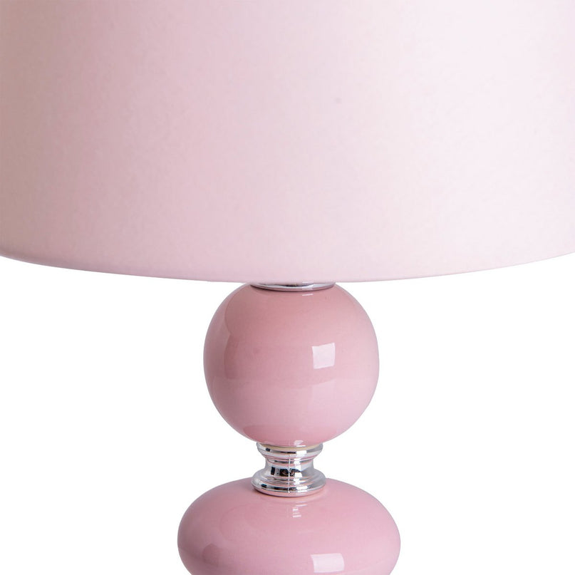 Keramische tafellamp "araga" 36 cm hoog, tafellamp gemaakt van metaal, keramiek, met tekstbladen, roze, met E14 -aansluiting, verlichting voor eetkamer, woonkamer, gang of kantoor,