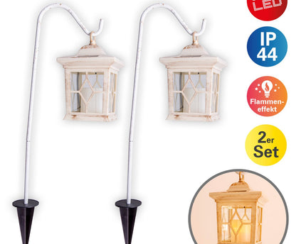 Set van 2 LED grondpennen voor buiten "Lantern" wit