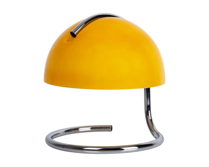 Tafellamp "Burano" geel, ca. 25 cm hoog, Ø 23,5 cm, gemaakt van chroom -gekleurd metaal en geel glas, E27.