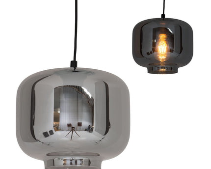 Hanger lamp "vaso", retro, hanglamp, metaal en rookglas in antraciet, E27 -aansluiting, voor eetkamer, woonkamer, gang of kantoor, met een Øvon 25 cm