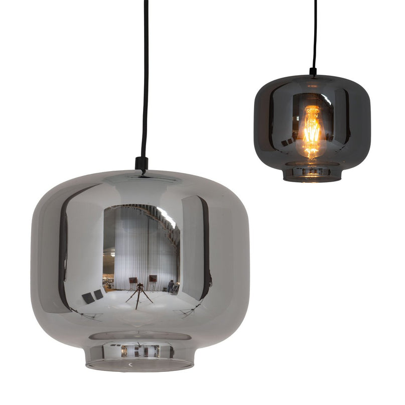 Hanger lamp "vaso", retro, hanglamp, metaal en rookglas in antraciet, E27 -aansluiting, voor eetkamer, woonkamer, gang of kantoor, met een Øvon 25 cm