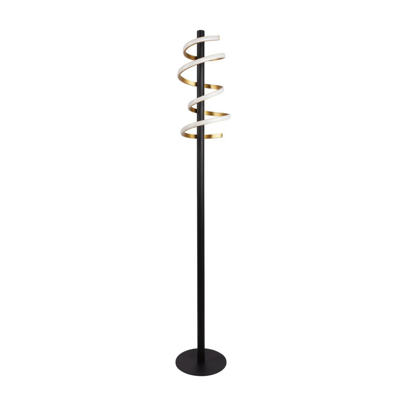 LED staande lamp "Belleza", moderne metalen vloerlamp en plastic in zwart, goud en wit, met stevig ingebouwde LED's, 140 hoog, verlichting voor woonkamer, eetkamer, slaapkamer of kantoor.