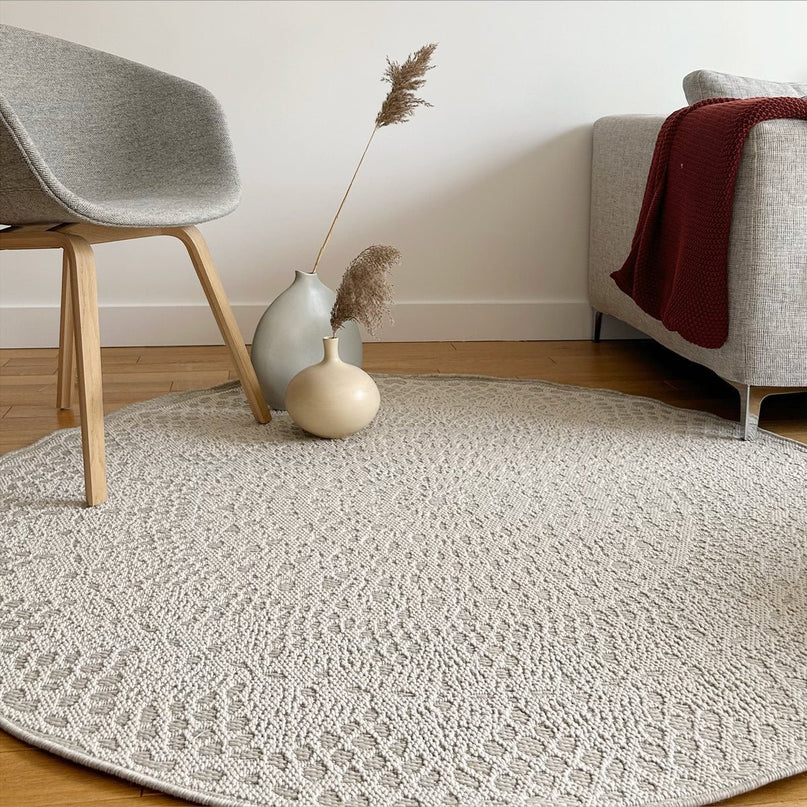 GEHAAKT rond decoratief vloerkleed
