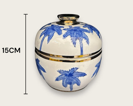 Porseleinen vaas met Delfts blauw en kokospalm (For Kitchen Home)