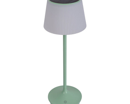 Zonne -batterijlamp "EMMI" 38 cm hoog, paraplu Ø 13 cm, metaal in mint en wit plastic, voor de buitenruimte, dimable CCT.