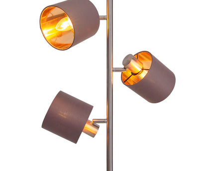Staande lamp "maron" gemaakt van metalen satine-mat met stof paraplu's in bruin, met E14-aansluiting, voor eetkamer, woonkamer, gang of kantoor, lamp voor woonkamer, eetkamer, hal en kantoor, staande lamp in 153 cm High