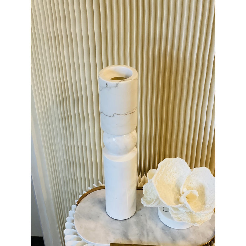 KANDELAAR | MARBLE | WHITE L H39.5cm*W8cm D 8cm Reversible for flower arrangement