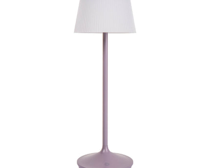 Zonne -batterijlamp "EMMI" 38 cm hoog, paraplu Ø 13 cm, metaal in bramen en wit plastic, voor de buitenruimte, dimable CCT.