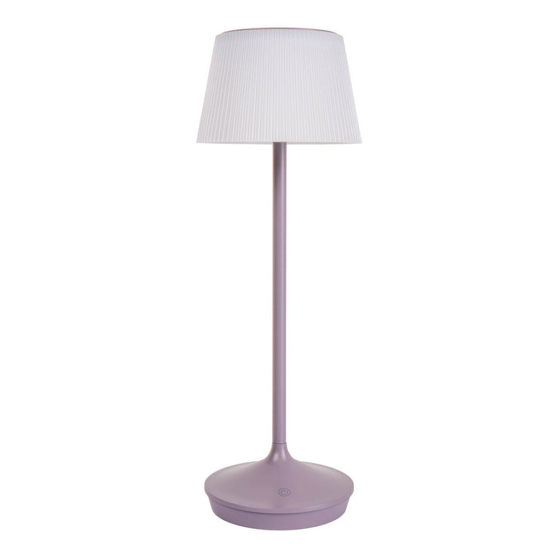 Zonne -batterijlamp "EMMI" 38 cm hoog, paraplu Ø 13 cm, metaal in bramen en wit plastic, voor de buitenruimte, dimable CCT.