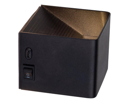 Cordy-wall licht "kubus" magnetisch, ca. 10 x 10 cm, gemaakt van black metal, met bewegingssensor