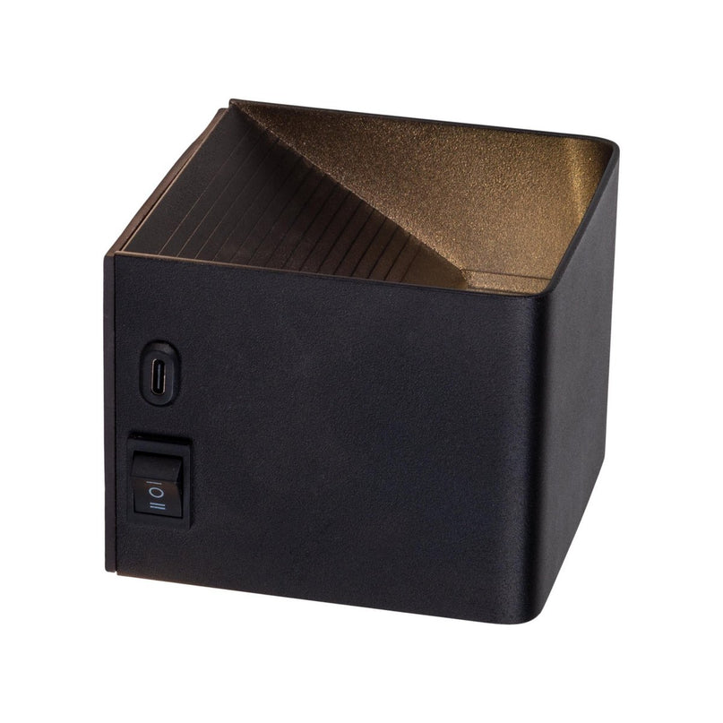 Cordy-wall licht "kubus" magnetisch, ca. 10 x 10 cm, gemaakt van black metal, met bewegingssensor