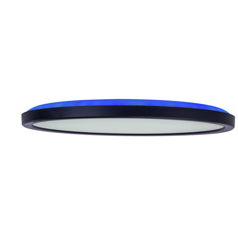 Het LED-plafondlicht "Carlo" met RGB-backlight, Ø van 29,3 cm, klassiekmoderne plafondlicht gemaakt van zwart/wit plastic met veel functies, b.v.
