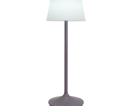 Zonne -batterijlamp "EMMI" 38 cm hoog, paraplu Ø 13 cm, metaal in bramen en wit plastic, voor de buitenruimte, dimable CCT.