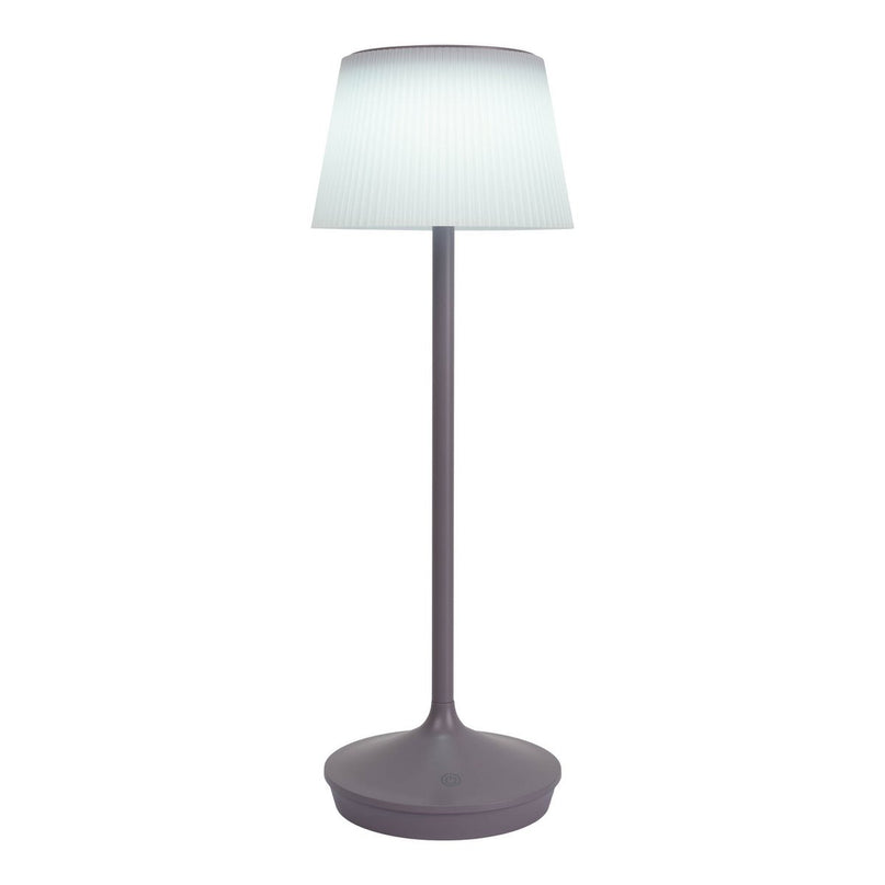 Zonne -batterijlamp "EMMI" 38 cm hoog, paraplu Ø 13 cm, metaal in bramen en wit plastic, voor de buitenruimte, dimable CCT.