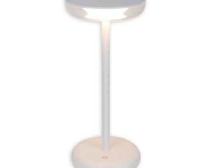 Noteloze tabletlicht "PASI" voor buiten en binnen, gemaakt van metaal en plastic in wit, dimbaar, met aanraking en geheugenfunctie, ca. 26 cm hoog