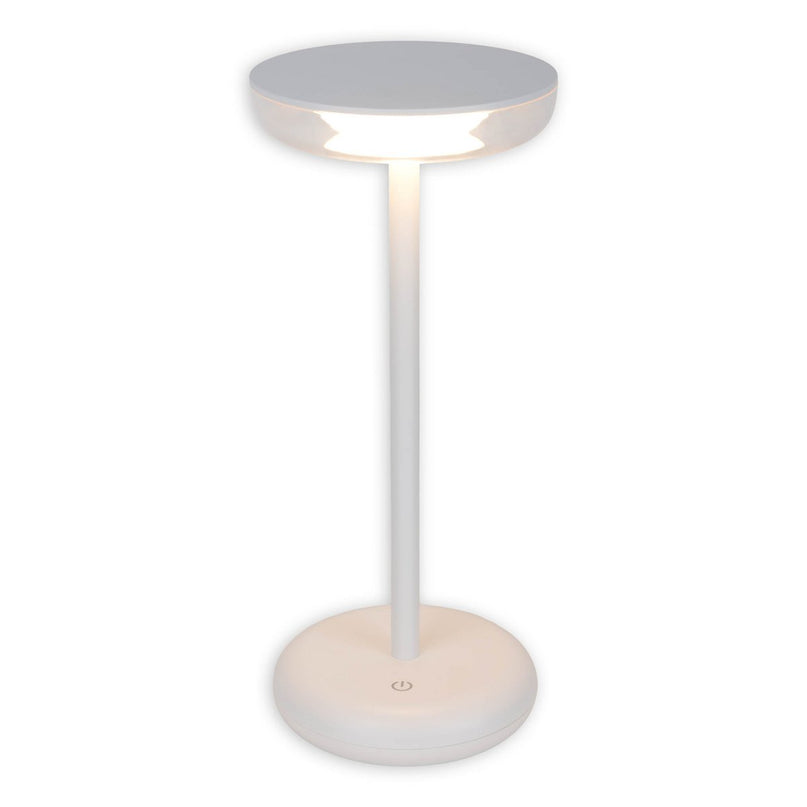 Noteloze tabletlicht "PASI" voor buiten en binnen, gemaakt van metaal en plastic in wit, dimbaar, met aanraking en geheugenfunctie, ca. 26 cm hoog