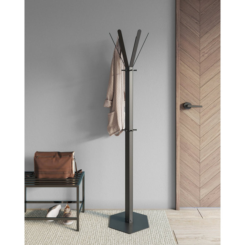 Gorillz Molto - Industrieel - Staande Kapstok - 14 Kapstokhaken - Zwart - Metaal