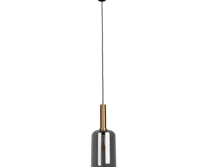 1-pending lamp "fumo", hanglamp gemaakt van metaal en glas in zwart, met E27-aansluiting, voor eetkamer, woonkamer, gang of kantoor, hangende lamp 150 x 22 cm