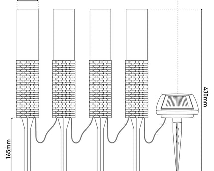 4 Set LED Outdoor Spike, voor buiten, plastic aarde spit in zwart, geïntegreerd LED