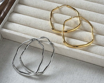 Japanse stijl minimalistische artistieke hoepel oorbellen