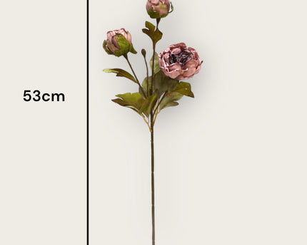 Herfstserie 3 Heads Peony Brown | Zijden kunstbloem | Lengte 53cm  1pcs
