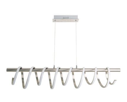 LED -hanglamp "Belleza", moderne metalen slinger lamp en plastic in nikkel mat en wit, met stevig gebouwd -in LED's, 100 cm lang. De ideale verlichting voor woonkamer, eetkamer of keuken.