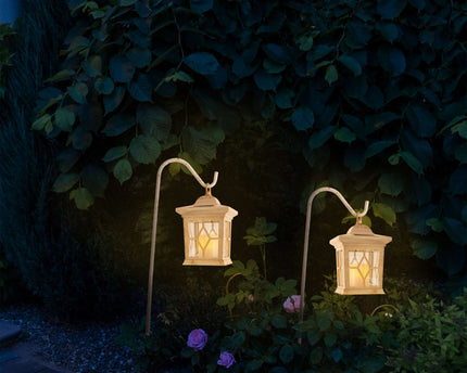 Set van 2 LED grondpennen voor buiten "Lantern" wit