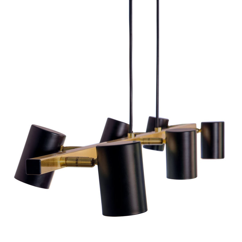 6 -Zaterdag Hanglamp "Frida" in metalen zwart / goud, hangende lamp, GU10, hanglamp voor eetkamer, woonkamer, gang of kantoor, 115 cm lang