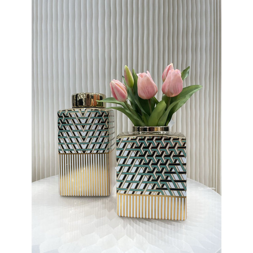 Vaas Groen-met goud met dop Big 7543-11