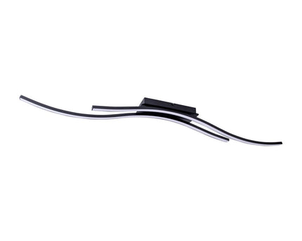 LED -plafondlamp "Onda", plafondlamp gemaakt van metaal en plastic in zwart, met stevig ingebouwde LED's, LED van het plafondlicht, 96 cm lang