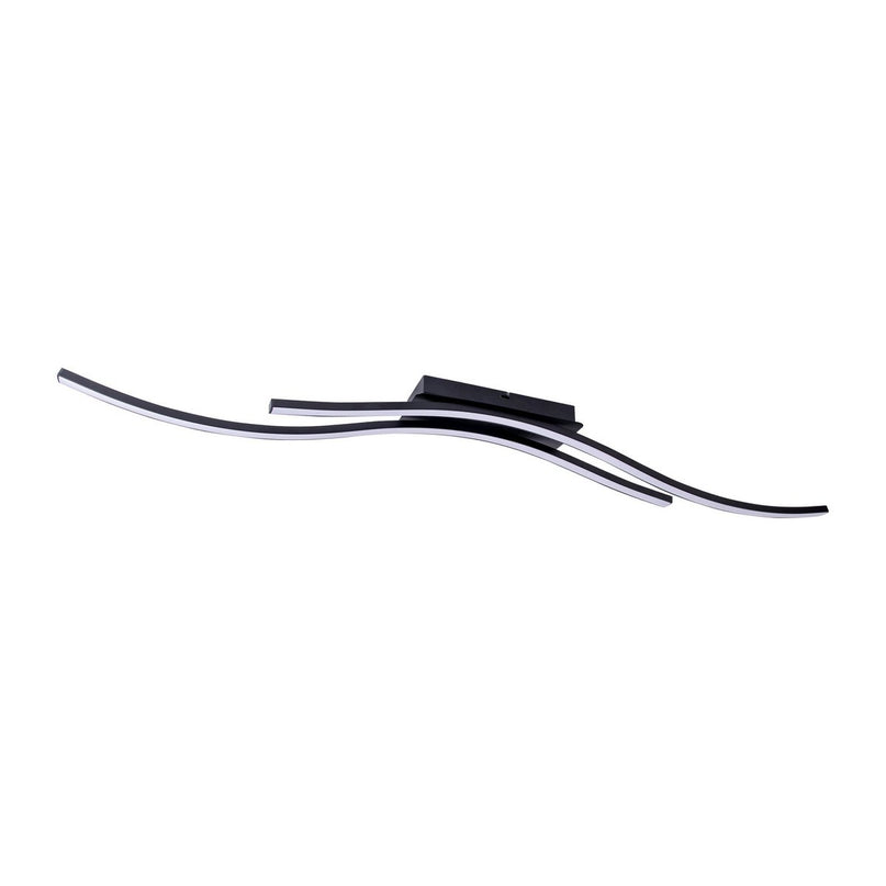 LED -plafondlamp "Onda", plafondlamp gemaakt van metaal en plastic in zwart, met stevig ingebouwde LED's, LED van het plafondlicht, 96 cm lang