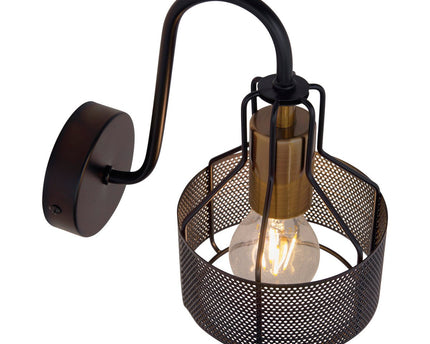 1er Wall Lamp Spot "Foro" gemaakt van metaal in het zwart, met E27 -versie, ongeveer 22 x 13,5 x 23 cm. Stijlvolle verlichting voor woonkamer, eetkamer of keuken.