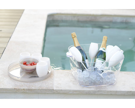 Witte champagne fluiten in 210 ml acryl - veel 6