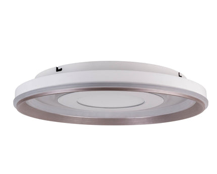 LED-plafondlamp "Doira" Ø 50,5 cm, 7,5 cm hoog, metaal en plastic in zilver en wit, geïntegreerde LED's, 3600 lm licht licht, dimable, CCT-functie 3000-6500 K, nachtlichtfunctie