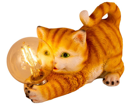 LED Solar Outdoor Lamp "Cat" 25 cm lange decoratie gemaakt van bruin plastic met geïntegreerde LED's