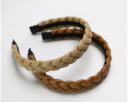 Vintage stijl gevlochten hoofdband in leerlook