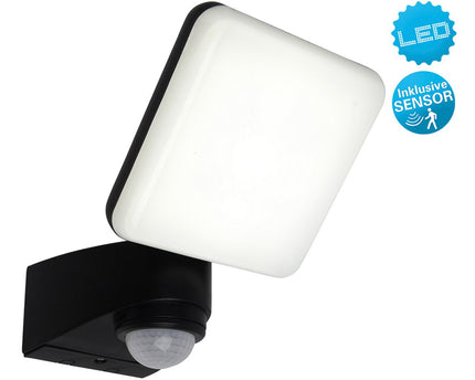LED externe wandlamp "Jaro" met 360 ° bewegingsdetector, gemaakt van plastic in antraciet, met geïntegreerde LED