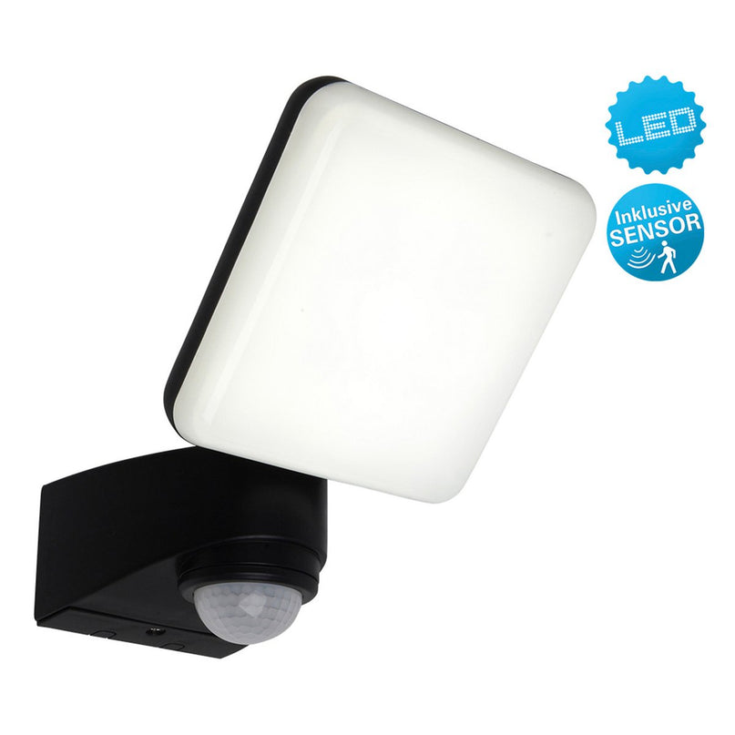 LED externe wandlamp "Jaro" met 360 ° bewegingsdetector, gemaakt van plastic in antraciet, met geïntegreerde LED