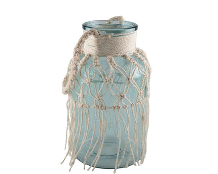 Macrame groen groen glazen vaas h.26 cm