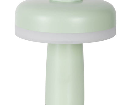 Draadloos tafellicht "Pilu", 16,5 cm hoog, boven Ø van 15 cm, metaal in mint, wit plastic, geïntegreerde LED's, 280 lumen, dimbaar door aanraaksensor, warm wit wit wit