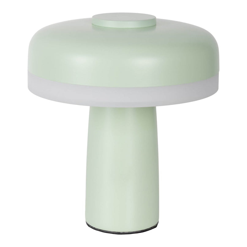 Draadloos tafellicht "Pilu", 16,5 cm hoog, boven Ø van 15 cm, metaal in mint, wit plastic, geïntegreerde LED's, 280 lumen, dimbaar door aanraaksensor, warm wit wit wit