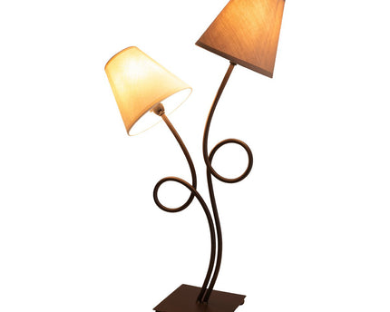 Tafellamp, 2-flame "boho" ", tafellamp bruin/beige, met E14-aansluiting, voor eetkamer, woonkamer, gang of kantoor, 65 cm hoog
