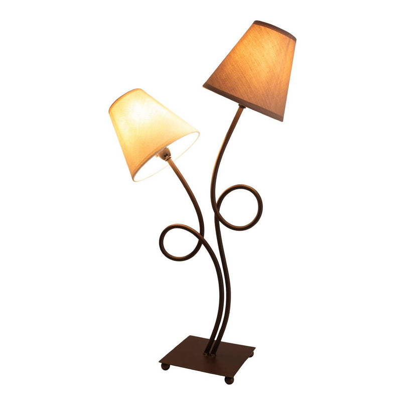 Tafellamp, 2-flame "boho" ", tafellamp bruin/beige, met E14-aansluiting, voor eetkamer, woonkamer, gang of kantoor, 65 cm hoog