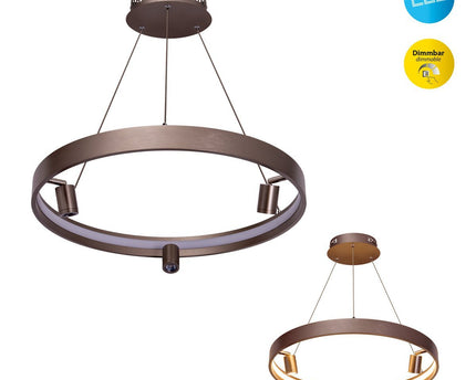 LED -hanglamp "" Tristan ", moderne metalen slinger lamp en plastic in stalen blanco, de LED's zijn stevig geïnstalleerd. Met ongeveer 58 cm Øthie, ideale verlichting voor woonkamer, eetkamer of keuken.