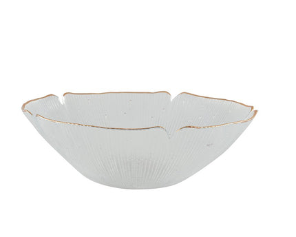 BLOEMEN GLAZEN SALADEKOM MET GOUDEN RAND 25CM