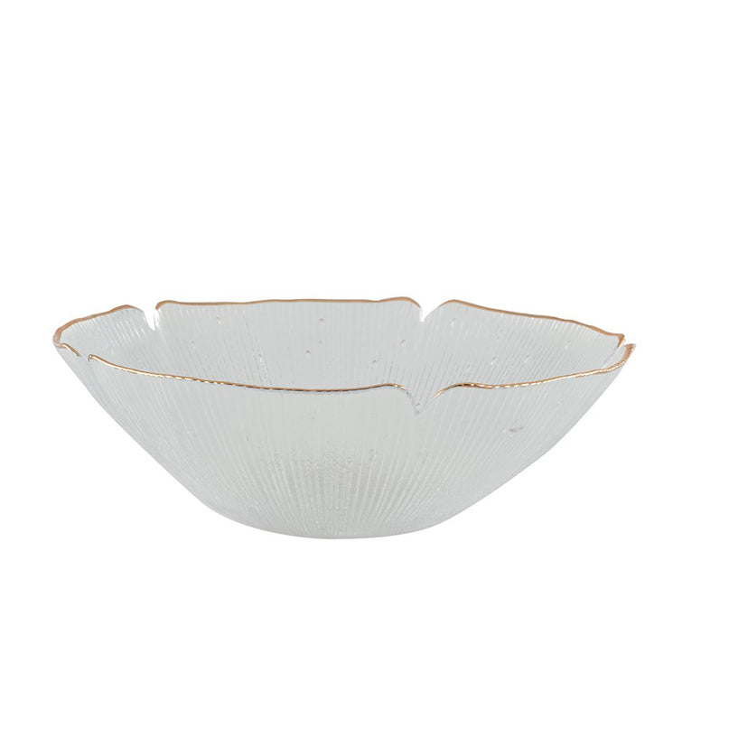BLOEMEN GLAZEN SALADEKOM MET GOUDEN RAND 25CM