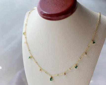 Elegante groene steen slanke ketting